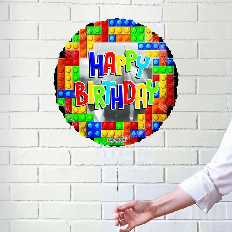 Blocks Happy Birthday Round Foil Balloon 18