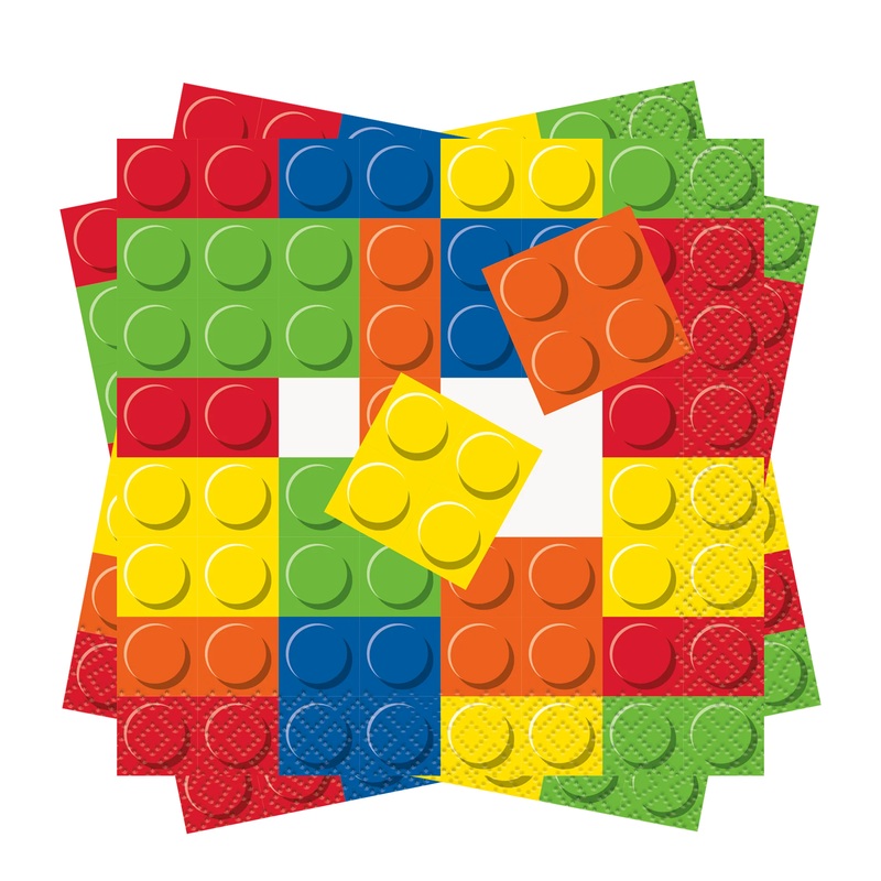 Building Blocks Birthday Beverage Napkins, 16ct
