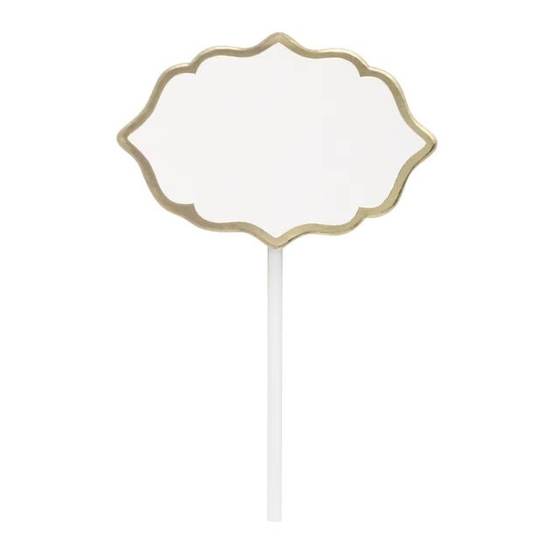 Customisable Card Food Picks with Gold Trim Pk 20