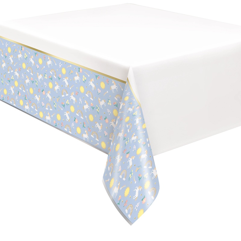 Dainty Unicorn Rectangular Foil Table Cover, 54" x 84"