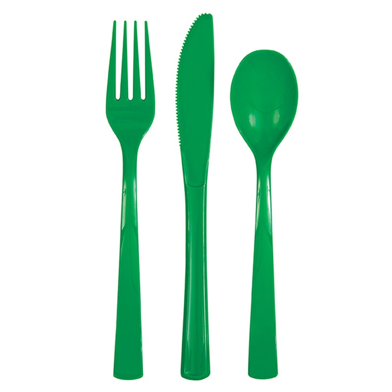 Emerald Green Assorted Plastic Cutlery, 18ct
