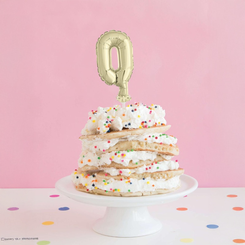 Gold Foil Number 0 Balloon Cake Topper 5"