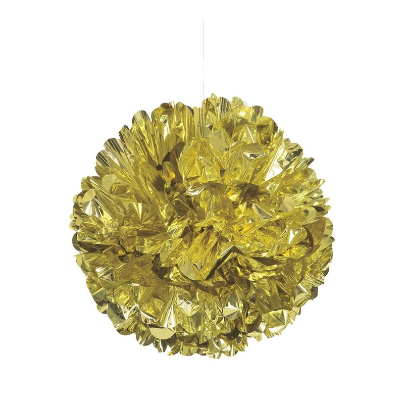 Gold Metallic Hanging Tissue Pom Pom 16"