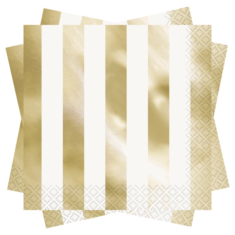 Gold Metallic Stripes Luncheon Napkins, 16ct
