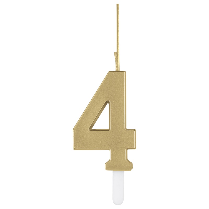 Gold Number 4 Sparkler-Topped Birthday Candle