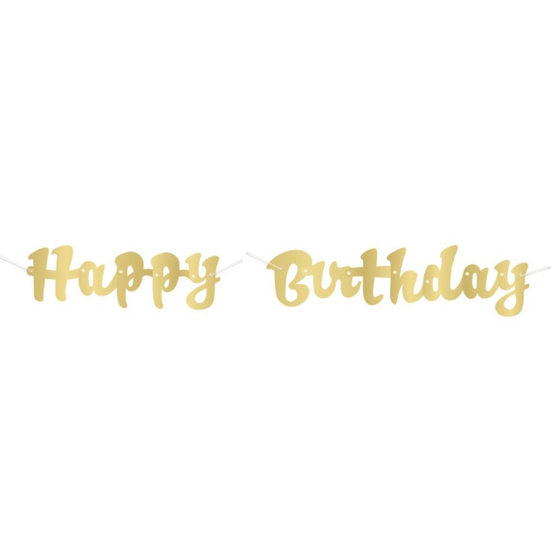 Gold Script "Happy Birthday" Banner 3.5 ft