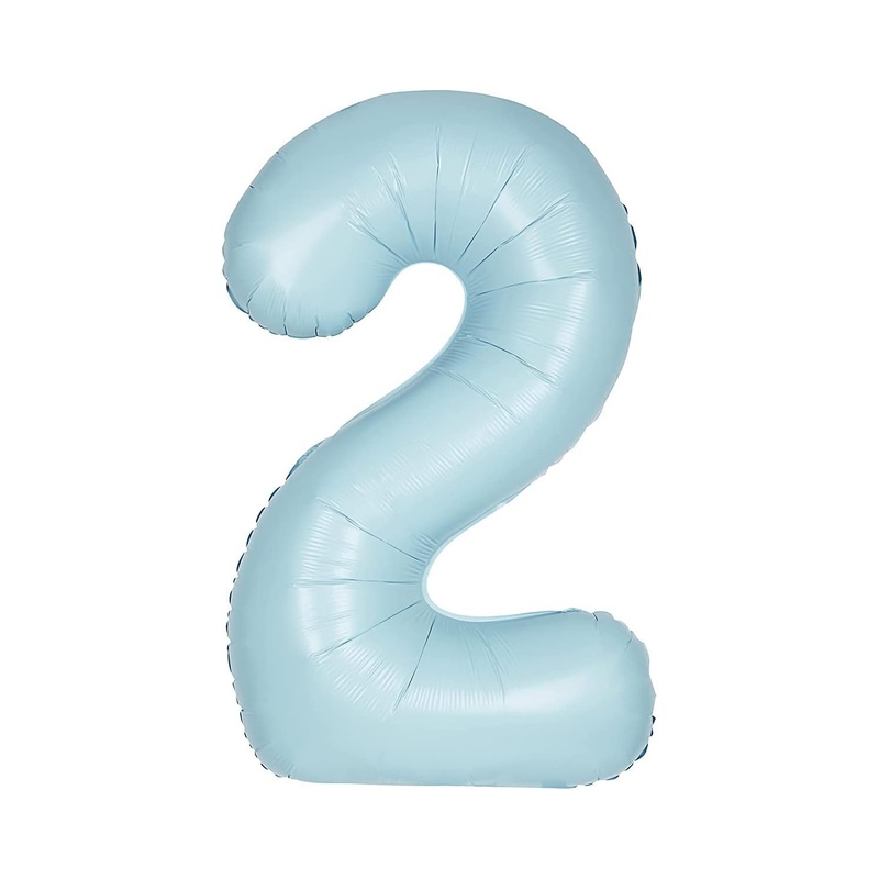 Matte Powder Blue 2 Number Foil Balloon 34"