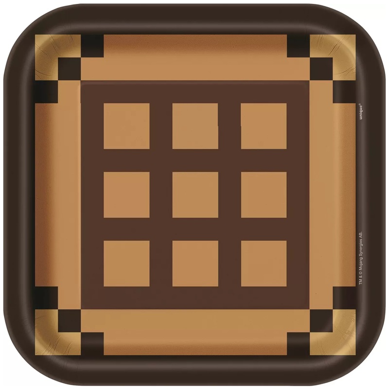 Minecraft Square Paper Party Dinner Plates  9"  8 Count