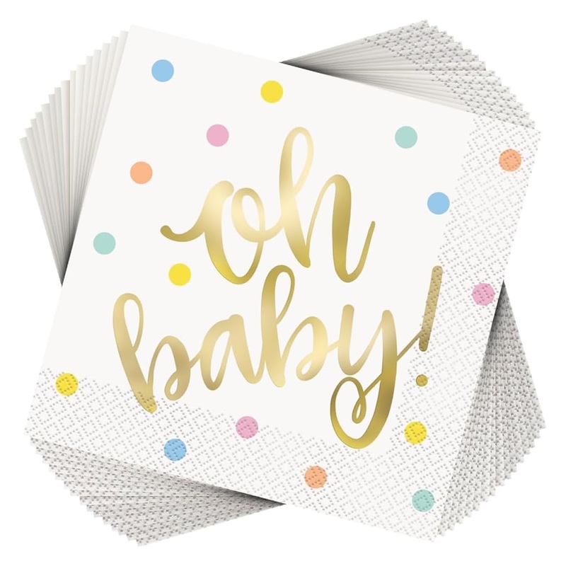 Oh Baby Gold Baby Shower Luncheon Napkins 16 ct