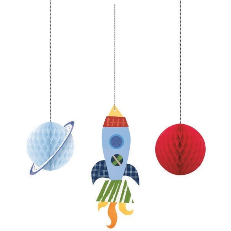 Outer Space Hanging Honeycomb Decorations, 3ct