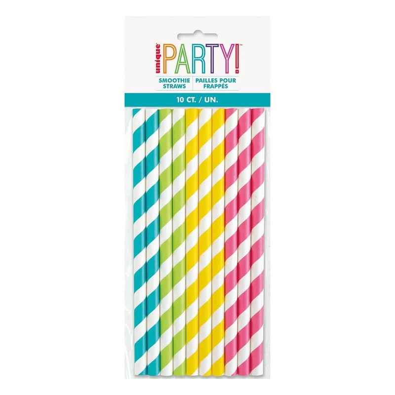 Striped Paper Smoothie Straws, 10ct
