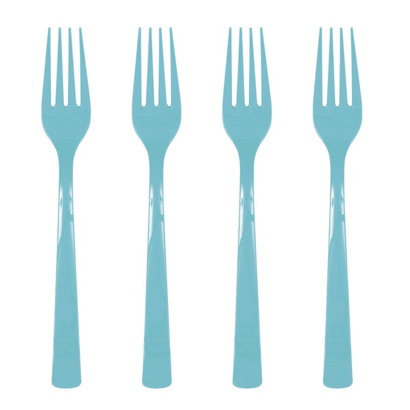 Terrific Teal Plastic Forks, 18ct
