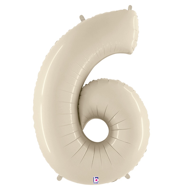 White Sand 6 Number Foil Balloon 34"
