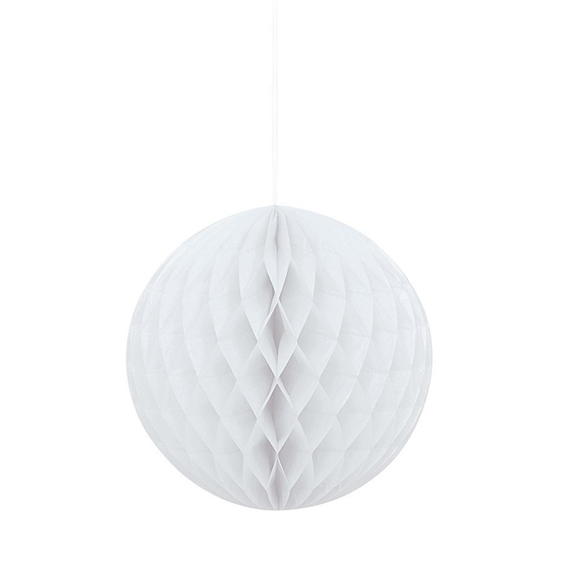 White Solid Honeycomb Ball 8"