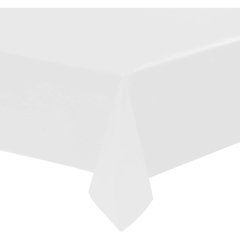 White Solid Rectangular Plastic Table Cover, 54" x 108"