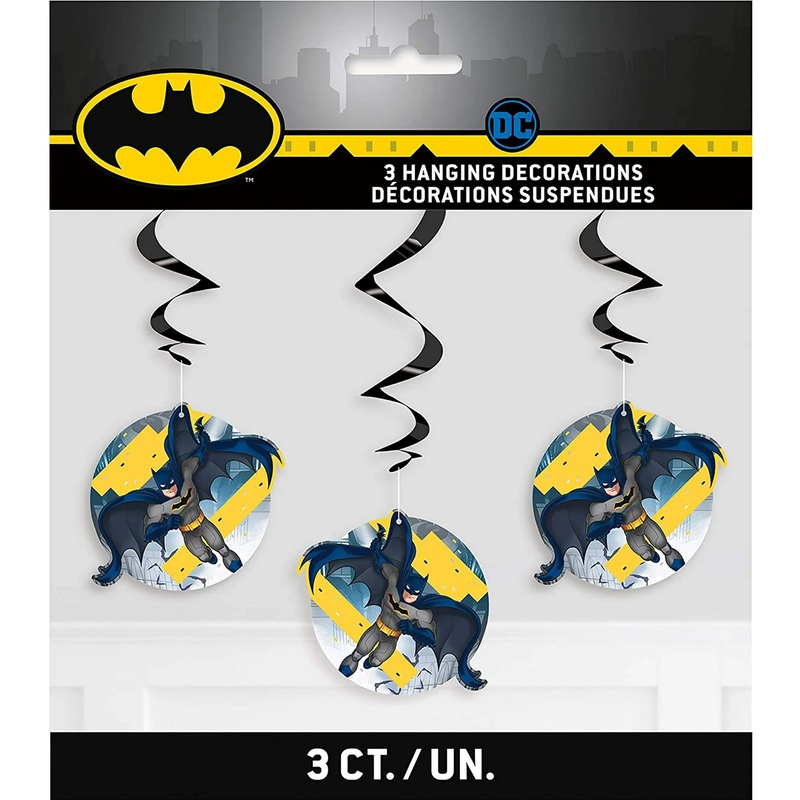 Batman Party Hanging Swirl Decorations  3 Ct