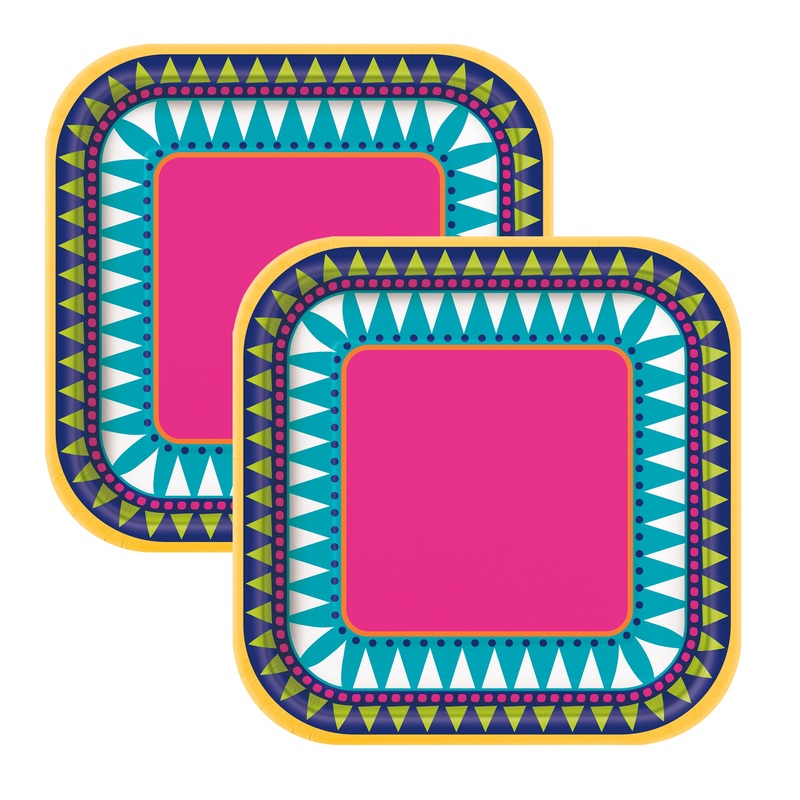 Boho Fiesta Square 7" Dessert Plates, 10ct