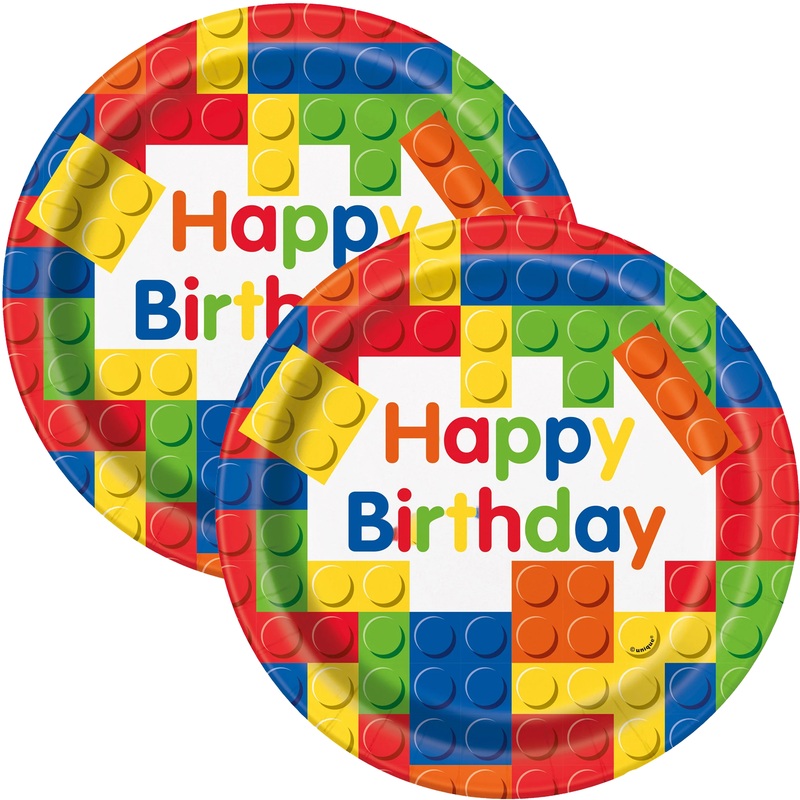 Building Blocks Birthday Round 9" Dinner Plates, 8ct