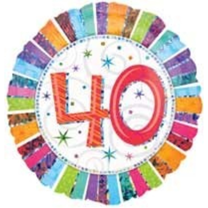 Colourful 40th Birthday Foil 18" Balloon