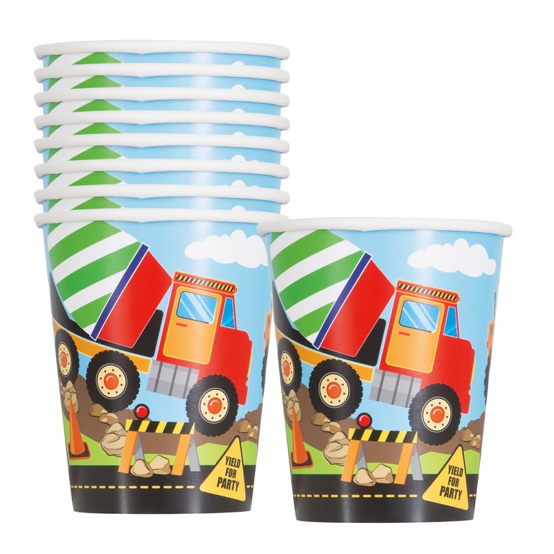 Construction Party 9oz Paper Cups, 8ct