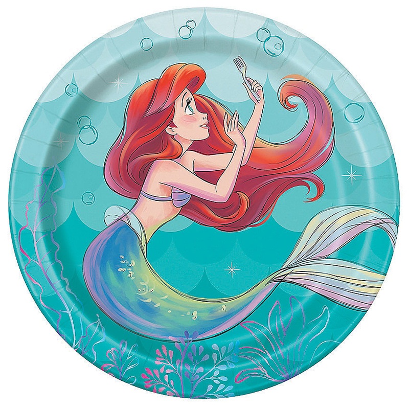 Disney The Little Mermaid Round Dessert Plates 7", 8 Ct