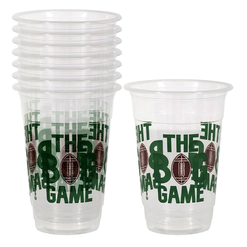 Football Toss "The Big Game" 16oz Plastic Party Cups, 8ct