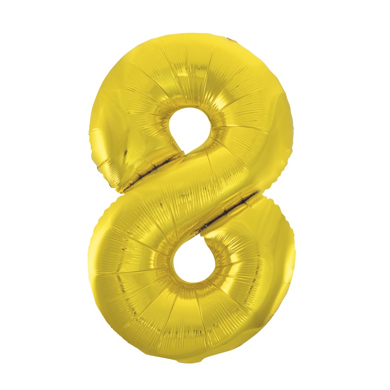 Gold 8 Number Foil Balloon 34"