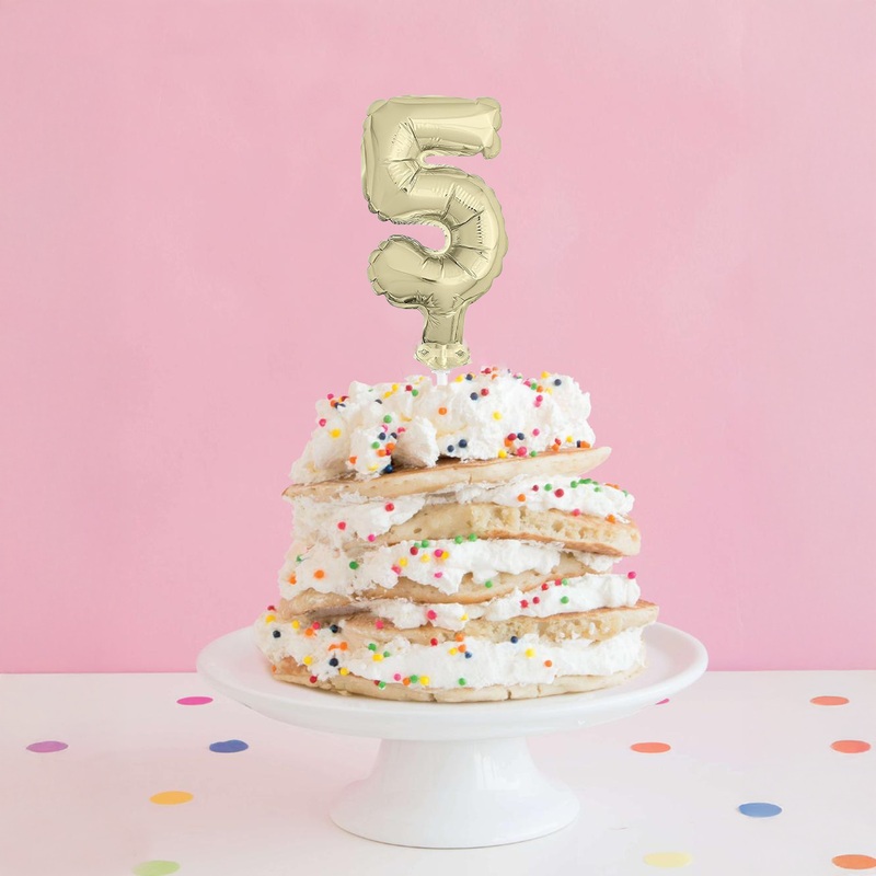 Gold Foil Number 5 Balloon Cake Topper 5"