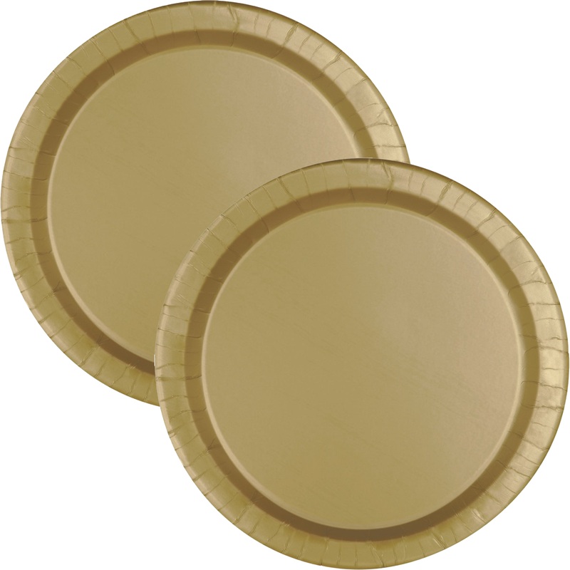 Gold Solid Round 9" Dinner Plates, 16ct