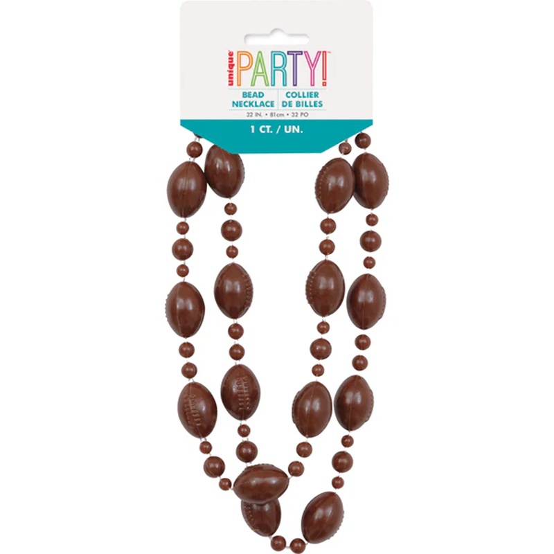 Kickoff Football Brown Beaded Necklace, 32"