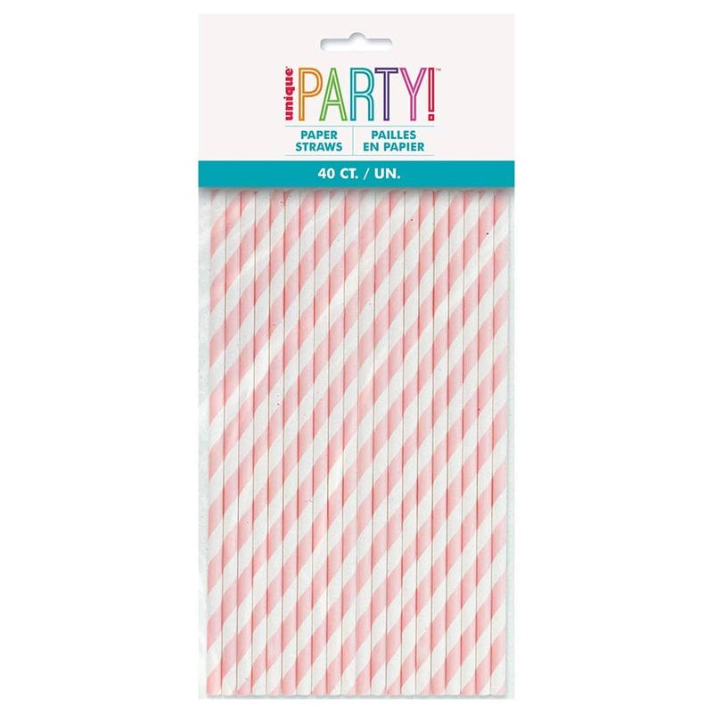 Lovely Pink Striped Paper Straws, 40ct