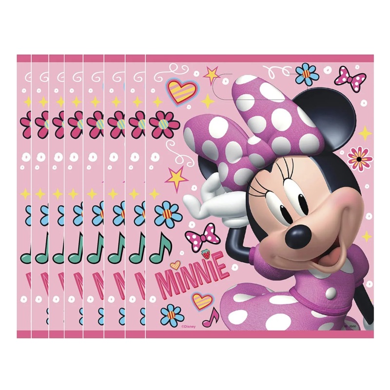 Minnie Mouse Plastic Loot Bags - 11" x 7.5", 8 Pcs