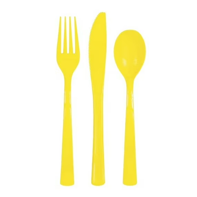 Neon Yellow Assorted Plastic Cutlery, 18ct