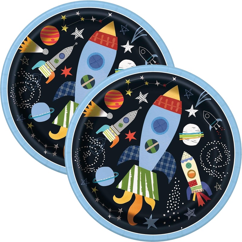 Outer Space Round 9" Dinner Plates, 8ct