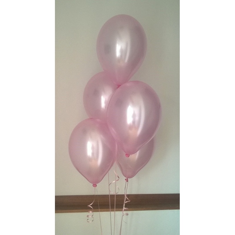 Peony Pink Pearlised Latex Balloons with Curling Ribbon