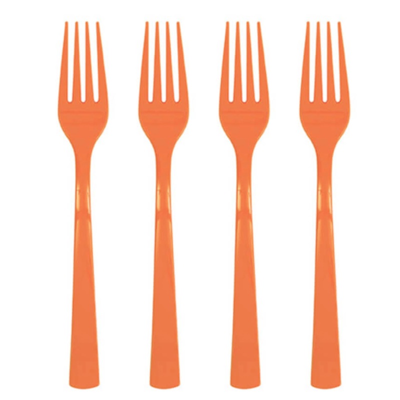 Pumpkin Orange Solid Plastic Forks, 18ct