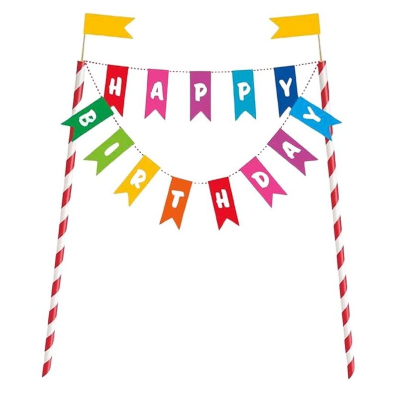 Rainbow Birthday Bunting Cake Topper