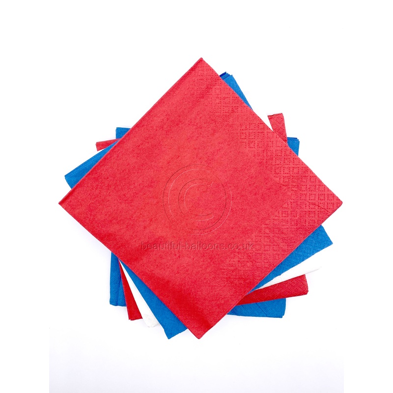 Red White and Blue Paper Napkins x100