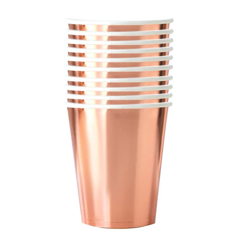 Rose Gold Metallic 12oz Paper Cups, 8ct