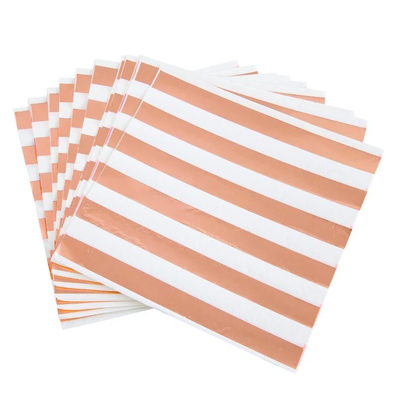 Rose Gold Metallic Stripes Luncheon Napkins, 16ct