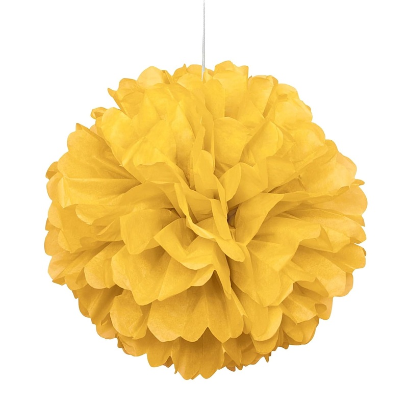 Sunflower Yellow Solid Hanging Tissue Pom Pom 16"
