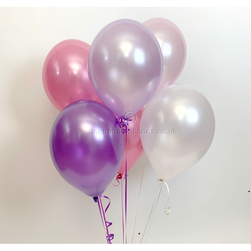 Sweetpea Pearlised Latex Balloons with Curling Ribbon!