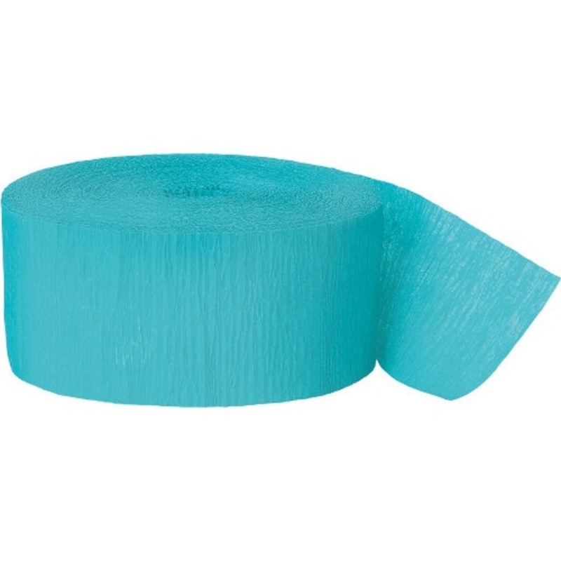 Terrific Teal Crepe Paper Streamer, 81 ft