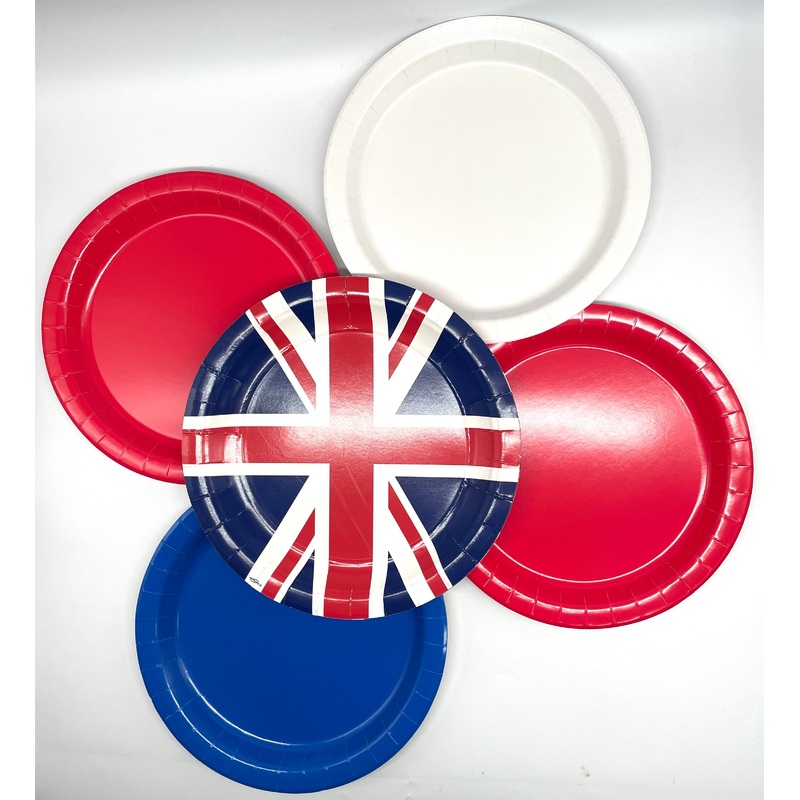 VE Day Union Jack Red white blue plates set of 40