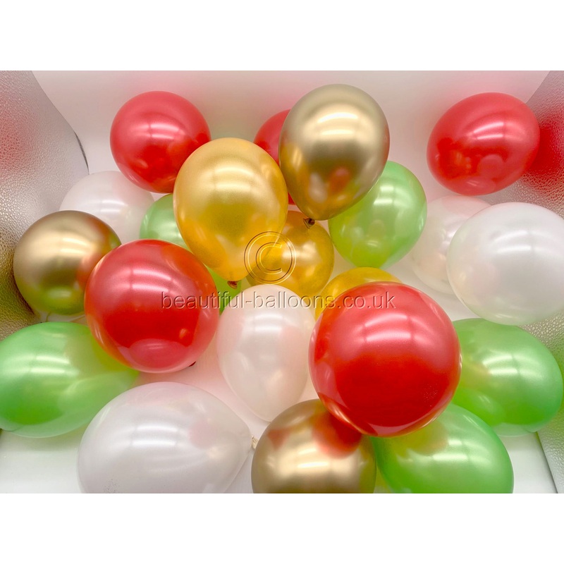 24 Mini Christmas Chrome Latex Balloons (5")
