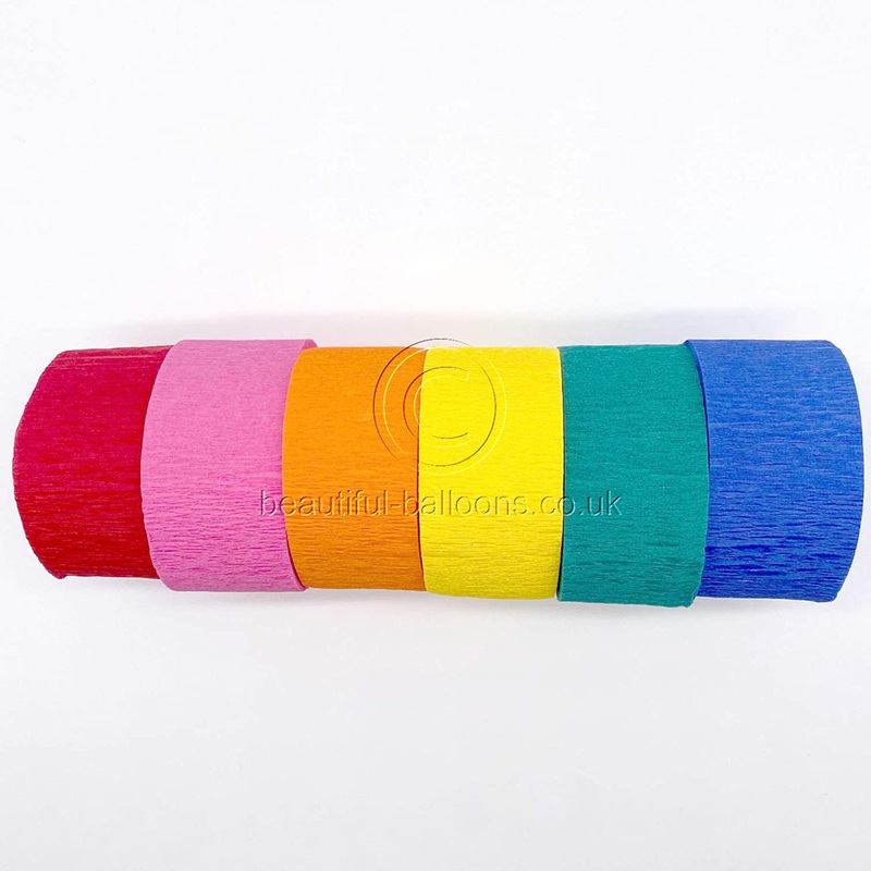 6 x Crepe Paper Roll Rainbow Kit! - Red, Orange, Yellow, Green, Blue, Pink