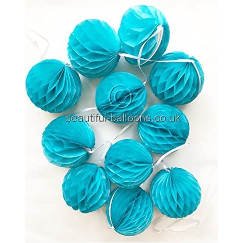 7ft Mini Honeycomb Garland in Caribbean Teal