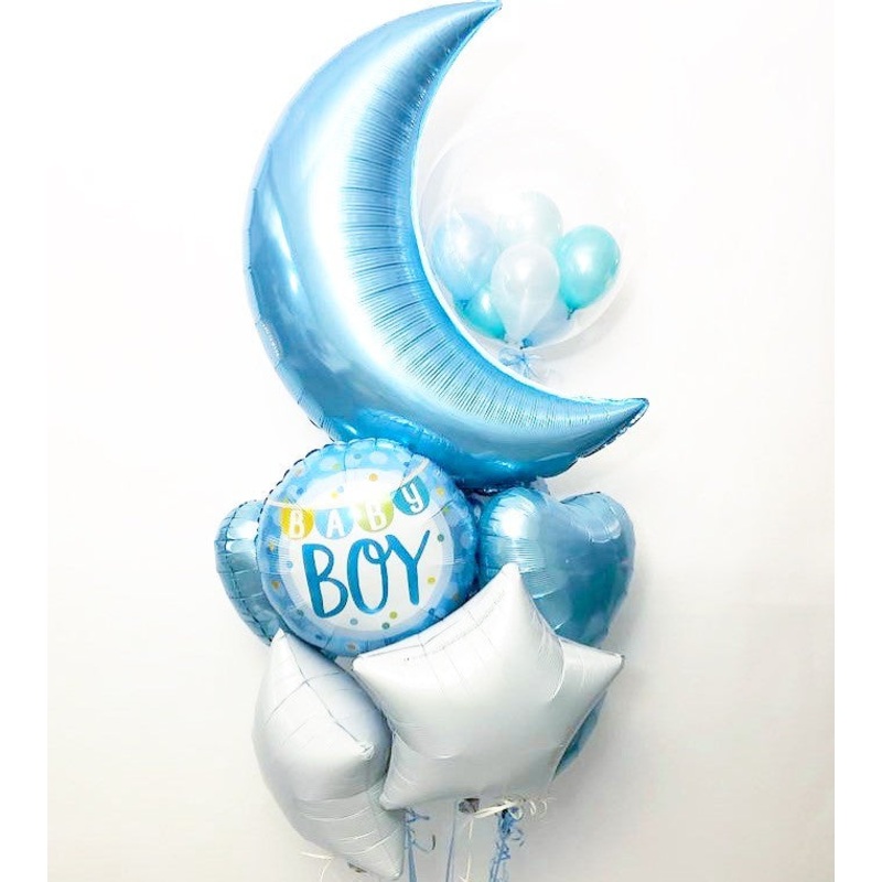 Blue Baby Shower Balloon Bunch