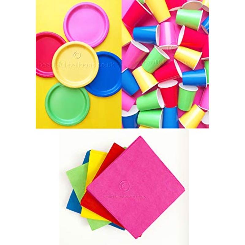 Bright Rainbow Party Kit - Cups, Napkins and Plates! complete kit