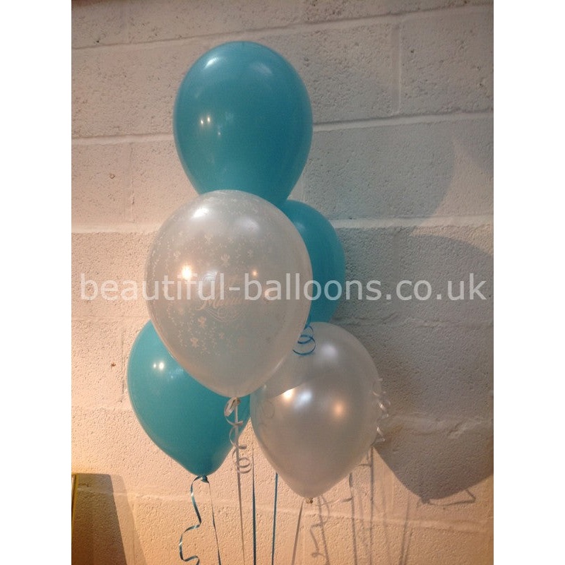 Caribbean Turquoise 'Just Married' Pearlised Balloons Wedding Range (Helium Quality)